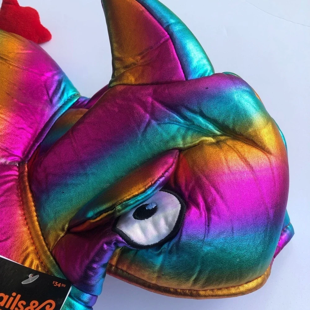 Horned iguana metallic rainbow dog Halloween costume L
